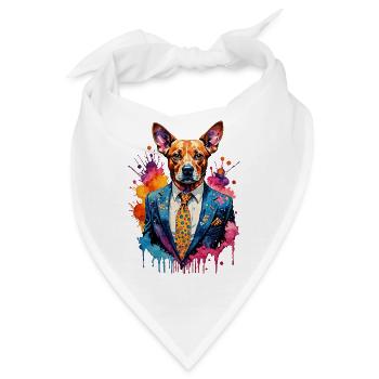 Hund im Anzug - Bandana - Weiß - Vorne