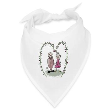 Herzliche Großeltern im Blumenherz - Bandana - Weiß - Vorne