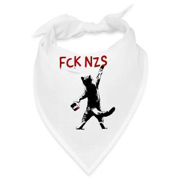 FCK NZS Katze gegen Rassismus Streetart Stil - Bandana - Weiß - Vorne