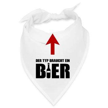 der typ braucht ein bier 01 - Bandana - Weiß - Vorne