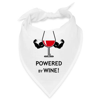 Powered By Wine! (Wein / Rotwein / Offen / 2C) - Bandana - Weiß - Vorne