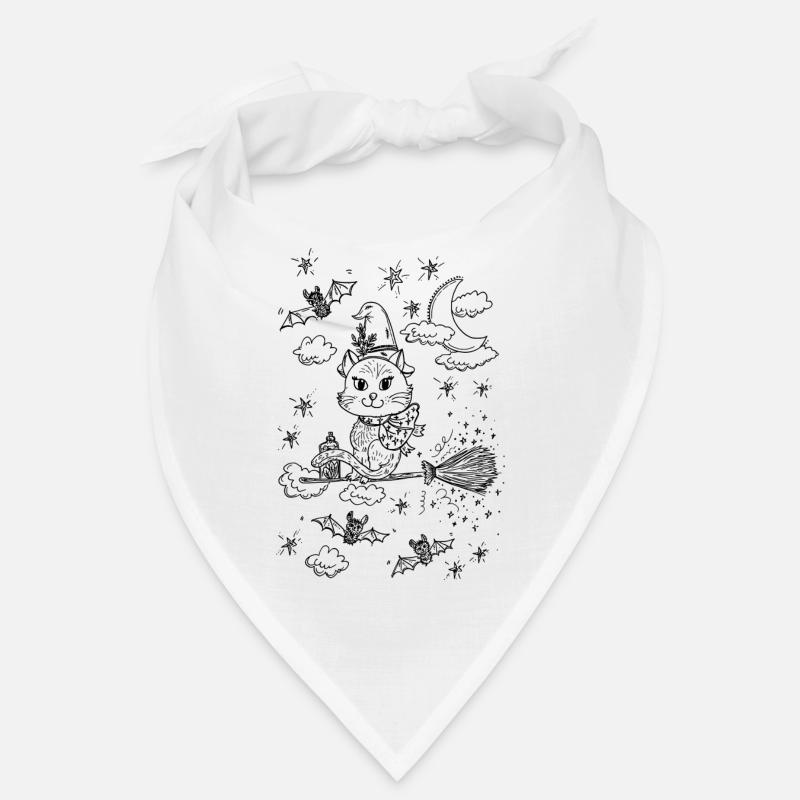 Witch Cat Magic Broom Bandana