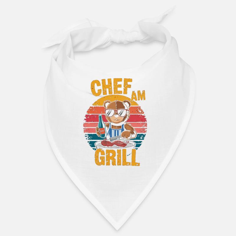 Teddy bear grilling a BBQ on the grill Bandana
