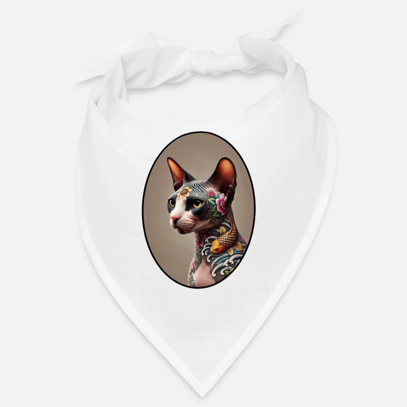 Chat Sphynx Tatoué Bandana
