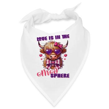 Love Is in the Moosphere Süßes Highland Cow Design - Bandana - Weiß - Vorne