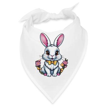 Häschen mit Blumen - Bandana - Weiß - Vorne