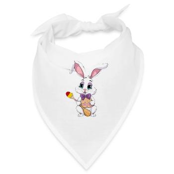 Osterhase mit Ostereiern - Bandana - Weiß - Vorne