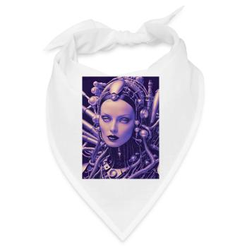 BioCyber Königin: Metallporträt - Bandana - Weiß - Vorne