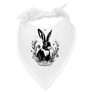 Ostara Hase mit Triple Moon und Pentagramm - Bandana - Weiß - Vorne