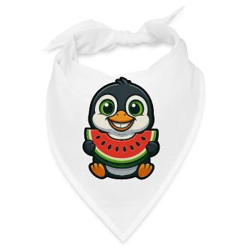 Pinguin mit Wassermelone Sommertag Fruchtig - Bandana - Weiß - Vorne