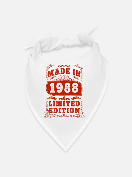 1988 Geburtstag 1988 Jahrgang 1988 Geburtstag - Bandana - Weiß - Vorne