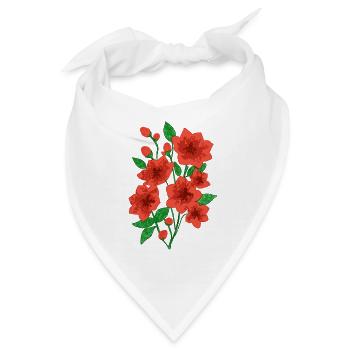 Blühende Anmut : Dunkelrosa Blüten - Bandana - Weiß - Vorne