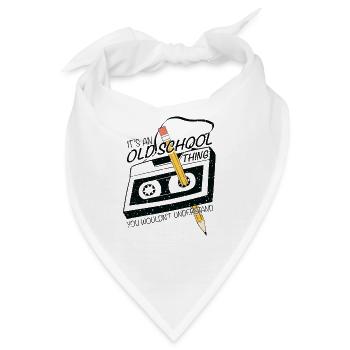 Retro Lustiges Design, Audiokassette und Bleistift - Bandana - Weiß - Vorne
