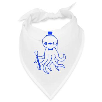 Kraken Mr. Sir Zylinder Hut Monokel Brille reich - Bandana - Weiß - Vorne