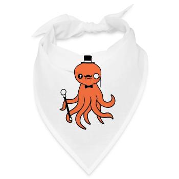 Kraken Mr. Sir Zylinder Hut Monokel Brille reich - Bandana - Weiß - Vorne