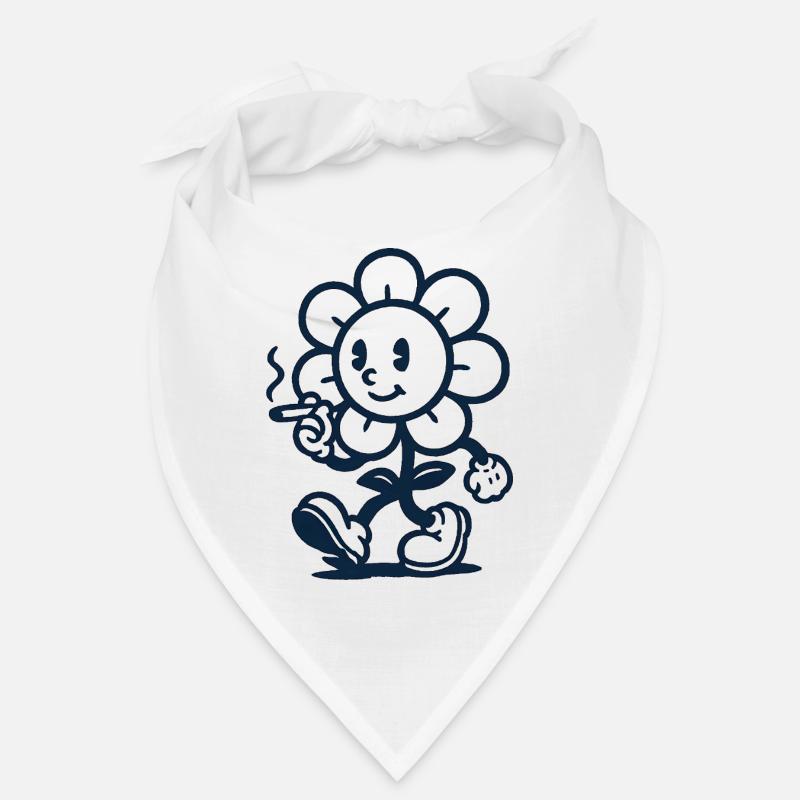 Retro Blumen Maskottchen mit Zigarette Zeichnung Bandana