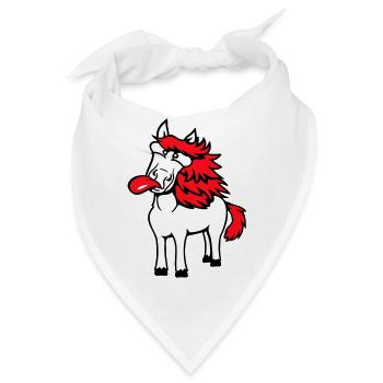 Pferd Verrückt Zunge rausstrecken komisch albern - Bandana - Weiß - Vorne