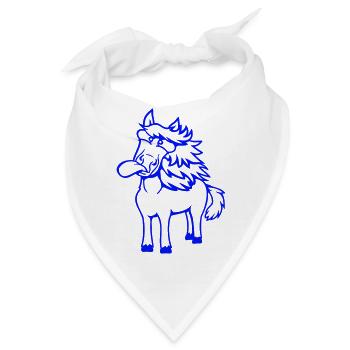 Pferd Verrückt Zunge rausstrecken komisch albern - Bandana - Weiß - Vorne