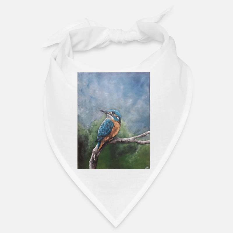 Lebendiger Eisvogel auf Ast Kunstwerk Bandana