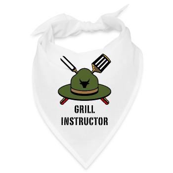 Grill Instructor (Grillen BBQ Barbecue Hut / POS) - Bandana - Weiß - Vorne