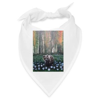 Bär in verschneiter Waldszene - Bandana - Weiß - Vorne