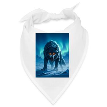 Fenrir, riesiger nordischer Wolf unter Nordlichtern - Bandana - Weiß - Vorne