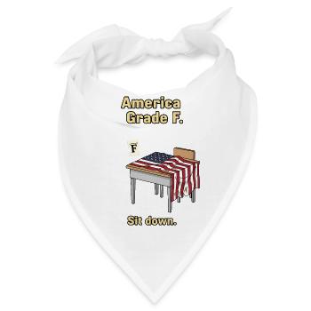 Kritische Amerika Illustration mit Flagge - Bandana - Weiß - Vorne