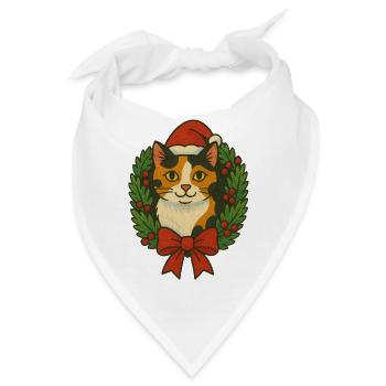 Kalikokatze im Weihnachtskranz - Bandana - Weiß - Vorne