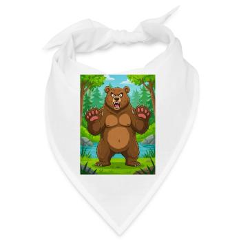 Braunbär – mächtiges Waldraubtier in Amerika - Bandana - Weiß - Vorne