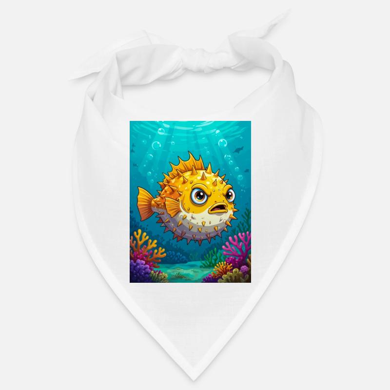 Comic style pufferfish, round spiky inflated body Bandana
