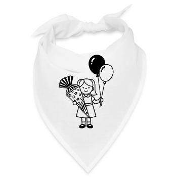 Einschulung Mädchen mit Schultüte - Bandana - Weiß - Vorne