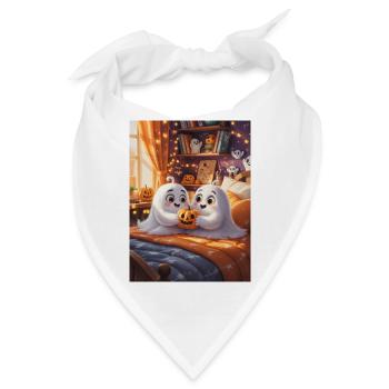 Niedliche Geister mit Halloween Kürbis - Bandana - Weiß - Vorne