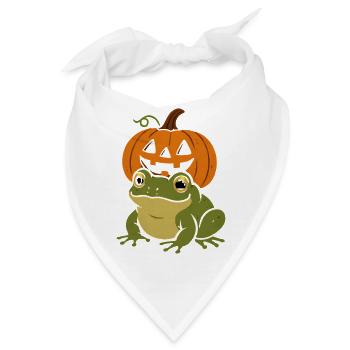 Grüner Frosch unter Halloween-Kürbis - Bandana - Weiß - Vorne