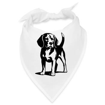 Minimalistische Beagle-Hundelinie - Bandana - Weiß - Vorne