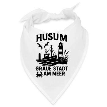 Husum Graue Stadt am Meer - Bandana - Weiß - Vorne