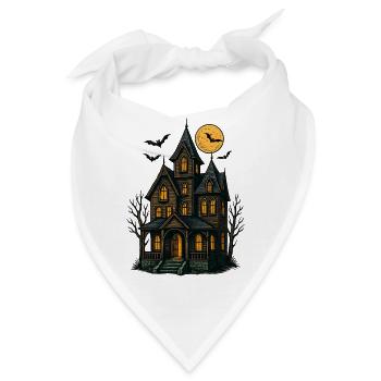 Gruseliges Spukhaus für Halloween - Bandana - Weiß - Vorne
