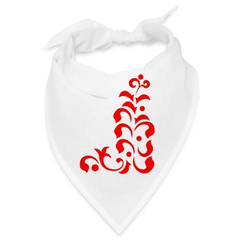 Rote Ornamentik auf Schwarz - Bandana - Weiß - Vorne