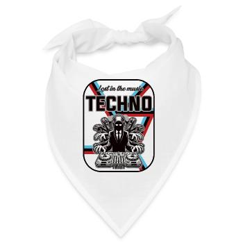 Techno Design – Lost in Music - Bandana - Weiß - Vorne