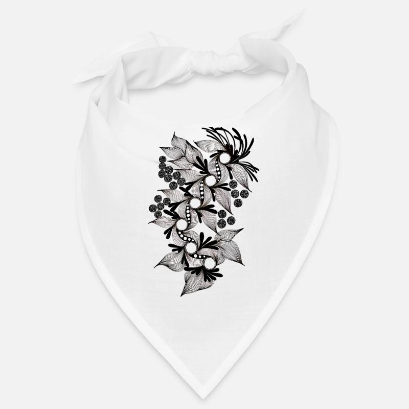 Spirale de fleurs noires et blanches Bandana