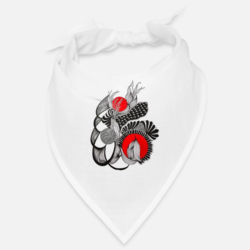 Monochrome Blütenkreise mit Rot Bandana