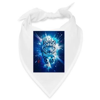 Ein Schneeleopard leuchtet inmitten eines eisblauen und silbernen Sterns - Bandana - Weiß - Vorne
