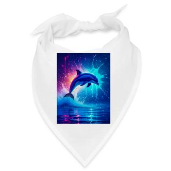 Ein strahlender Delfin springt durch türkisfarbene Wellen - Bandana - Weiß - Vorne