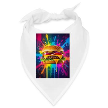 Saftiger Cheeseburger, der in kräftiger Neonfarbe glänzt - Bandana - Weiß - Vorne