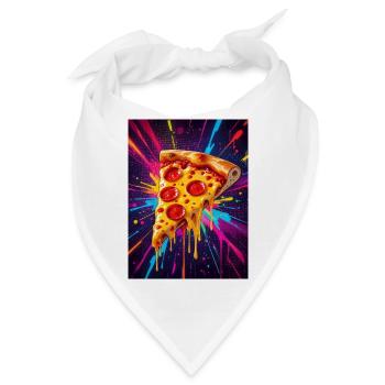 Schmelzendes Käse-Pizzastück, das in einem Ausbruch glüht - Bandana - Weiß - Vorne