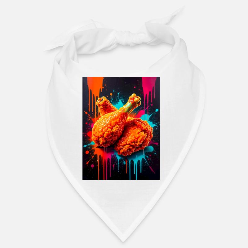 Poulet frit doré éclatant à travers les vagues Bandana