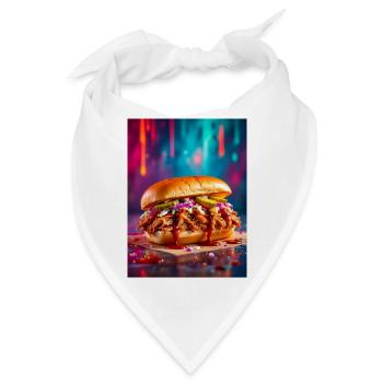 Saftiger Pulled Pork Burger umgeben von Sprengstoff - Bandana - Weiß - Vorne