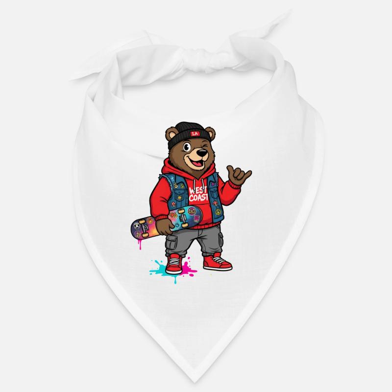 Wave Bear Skateboard Graffiti Pullover Hoodie Bandana