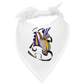 Geometrische Farbspirale Purple Yellow - Bandana - Weiß - Vorne