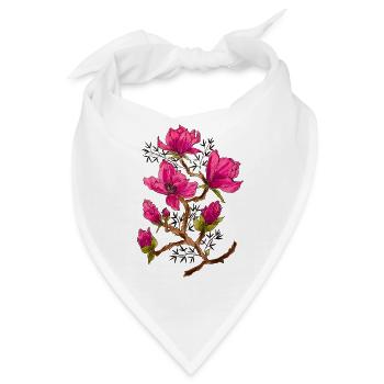 Magenta Magnolia Blütenzauber - Bandana - Weiß - Vorne