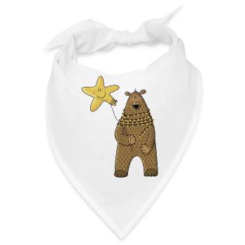 Bär mit Stern und Lichterkette - Bandana - Weiß - Vorne